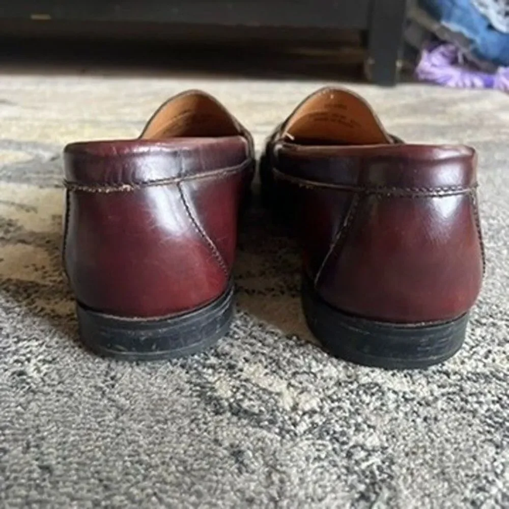 Johnston & Murphy Burgundy Full-Grain Leather Hayes Penny Loafers Mens Size 10M